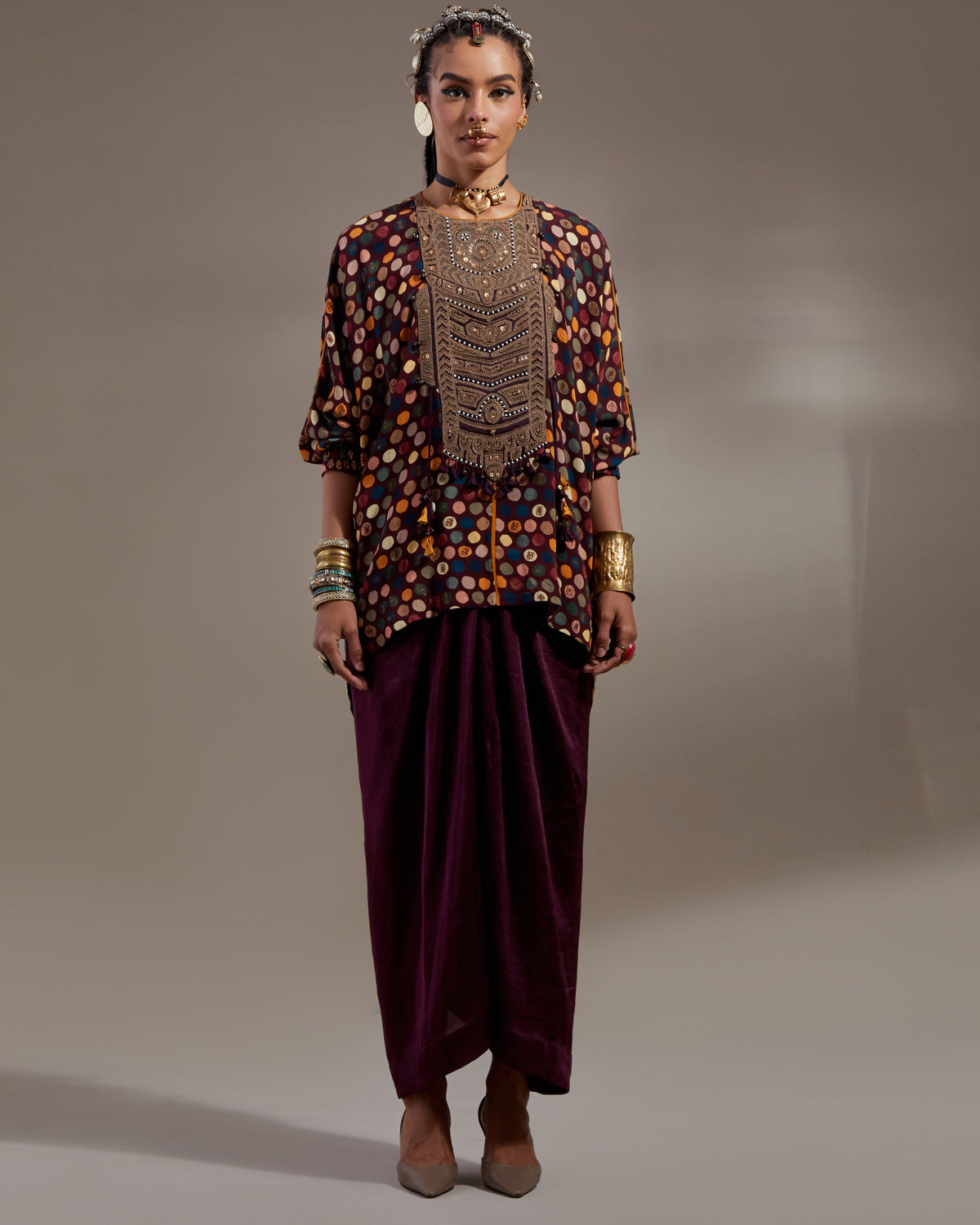 Jamuni Kuru Trapeze Kurta & Draped Skirt Set