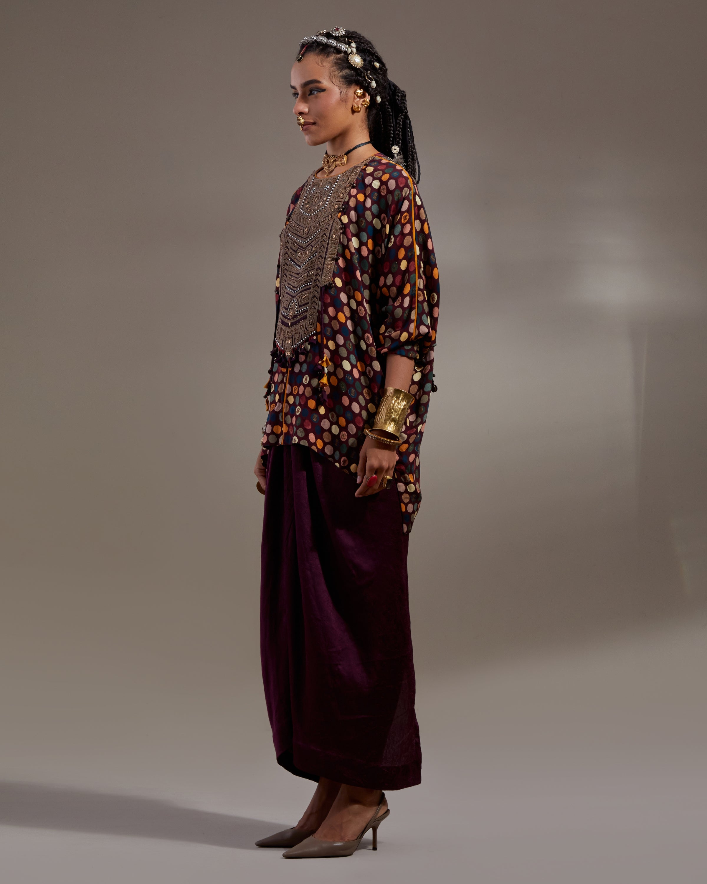 Jamuni Kuru Trapeze Kurta & Draped Skirt Set