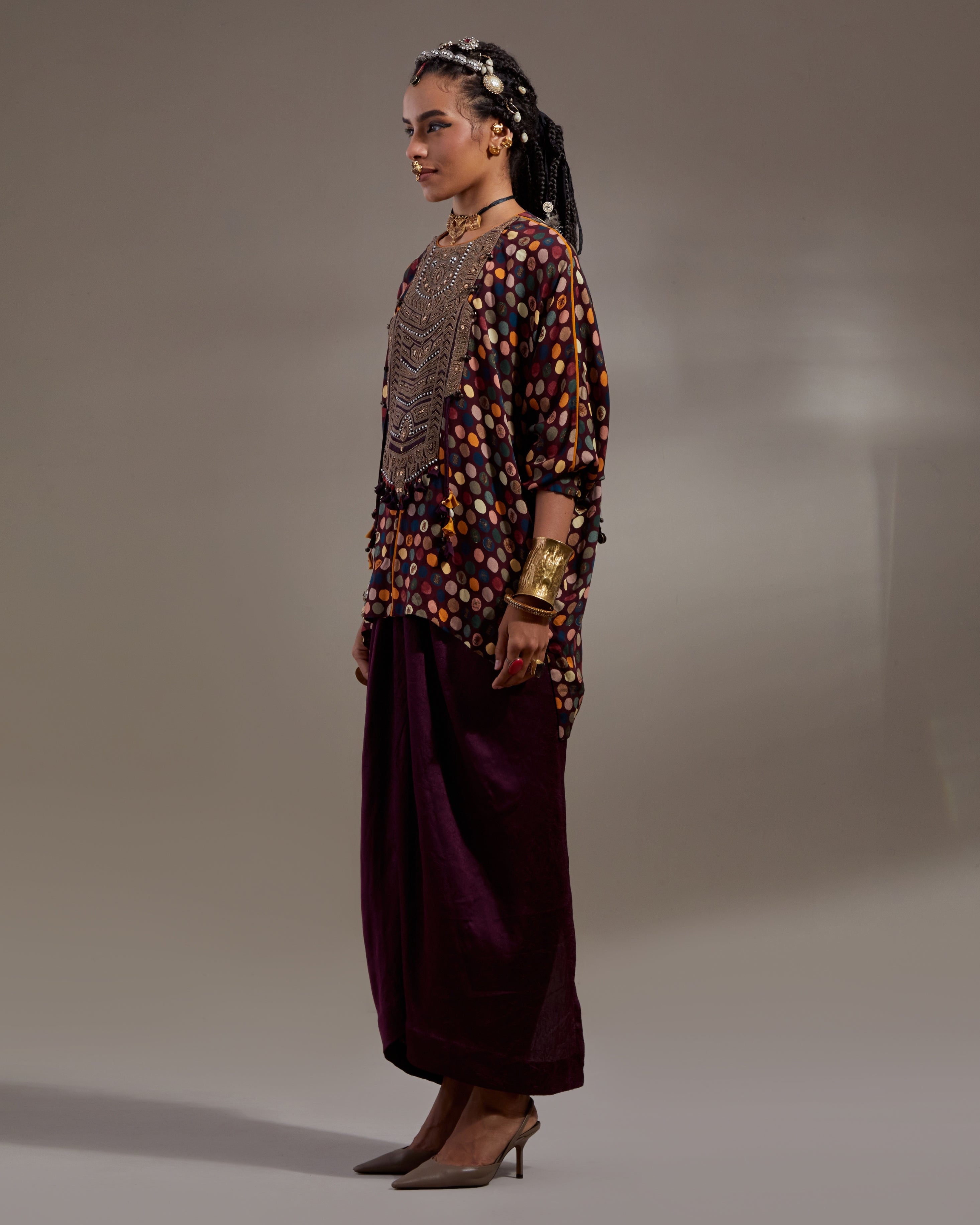 Jamuni Kuru Trapeze Kurta & Draped Skirt Set