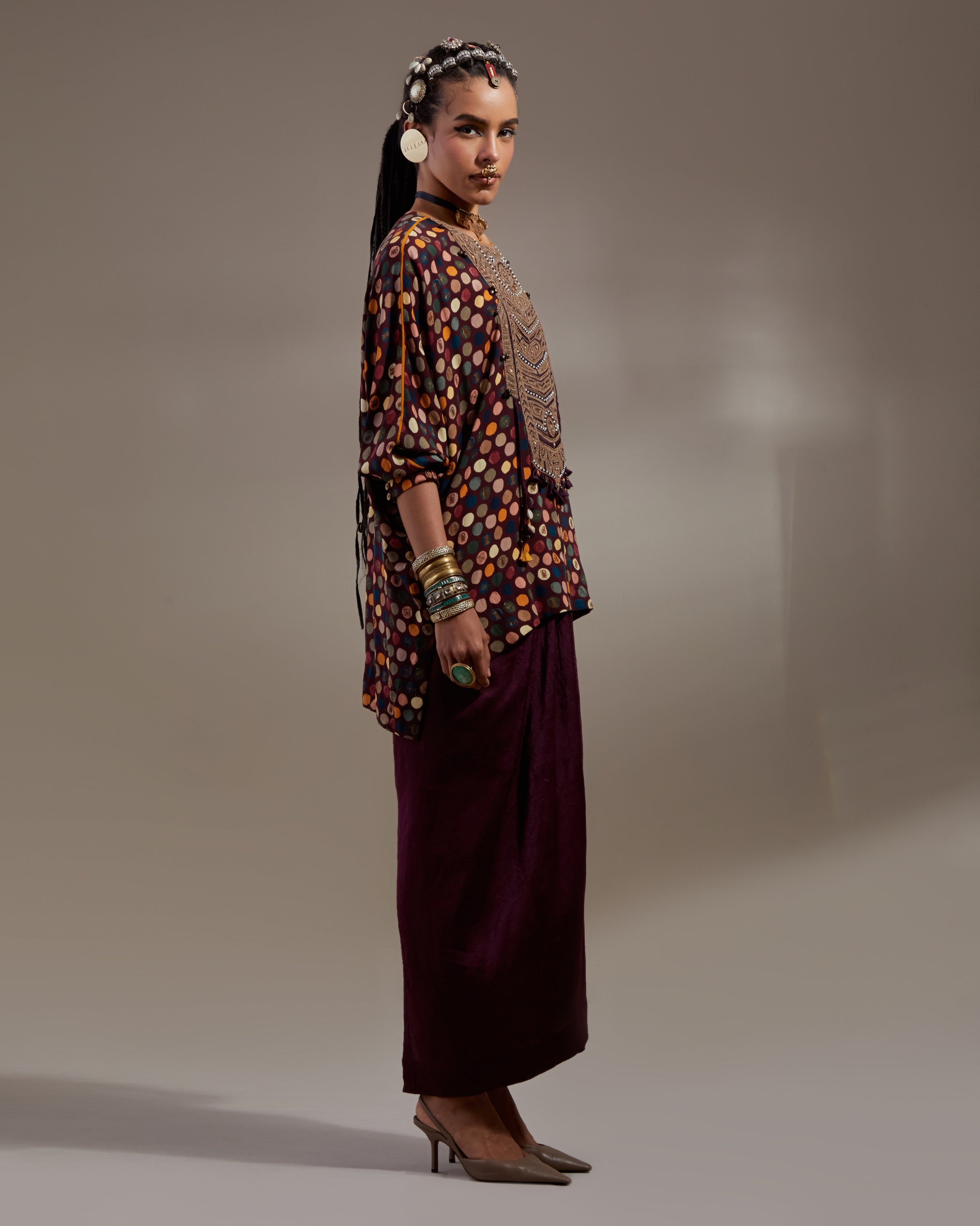 Jamuni Kuru Trapeze Kurta & Draped Skirt Set