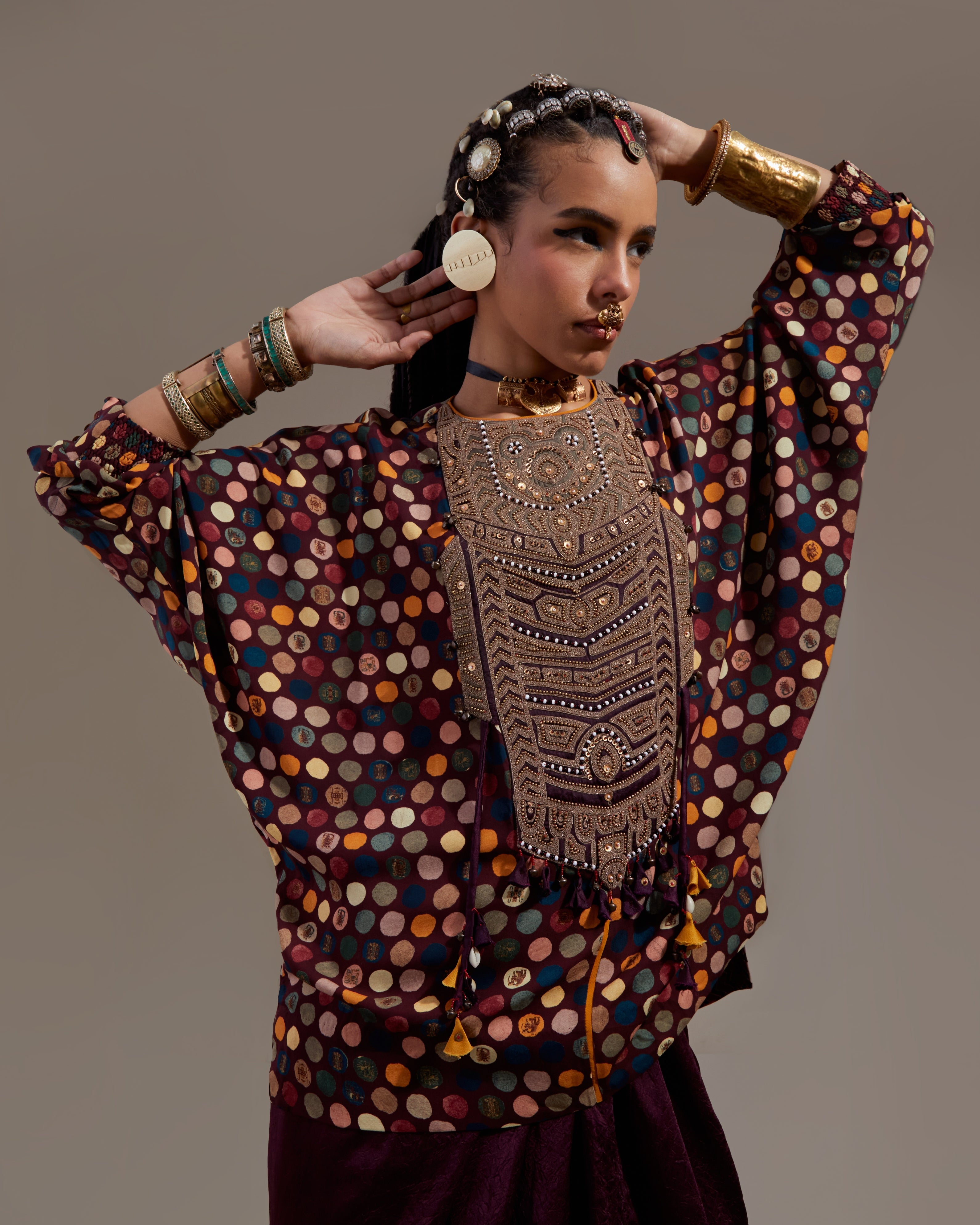 Jamuni Kuru Trapeze Kurta & Draped Skirt Set