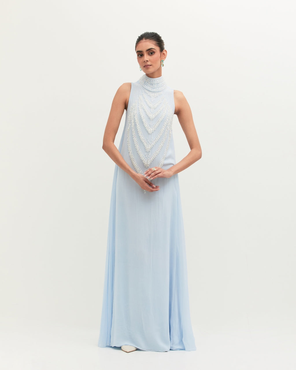 Ice Blue Mala Maxi Gown