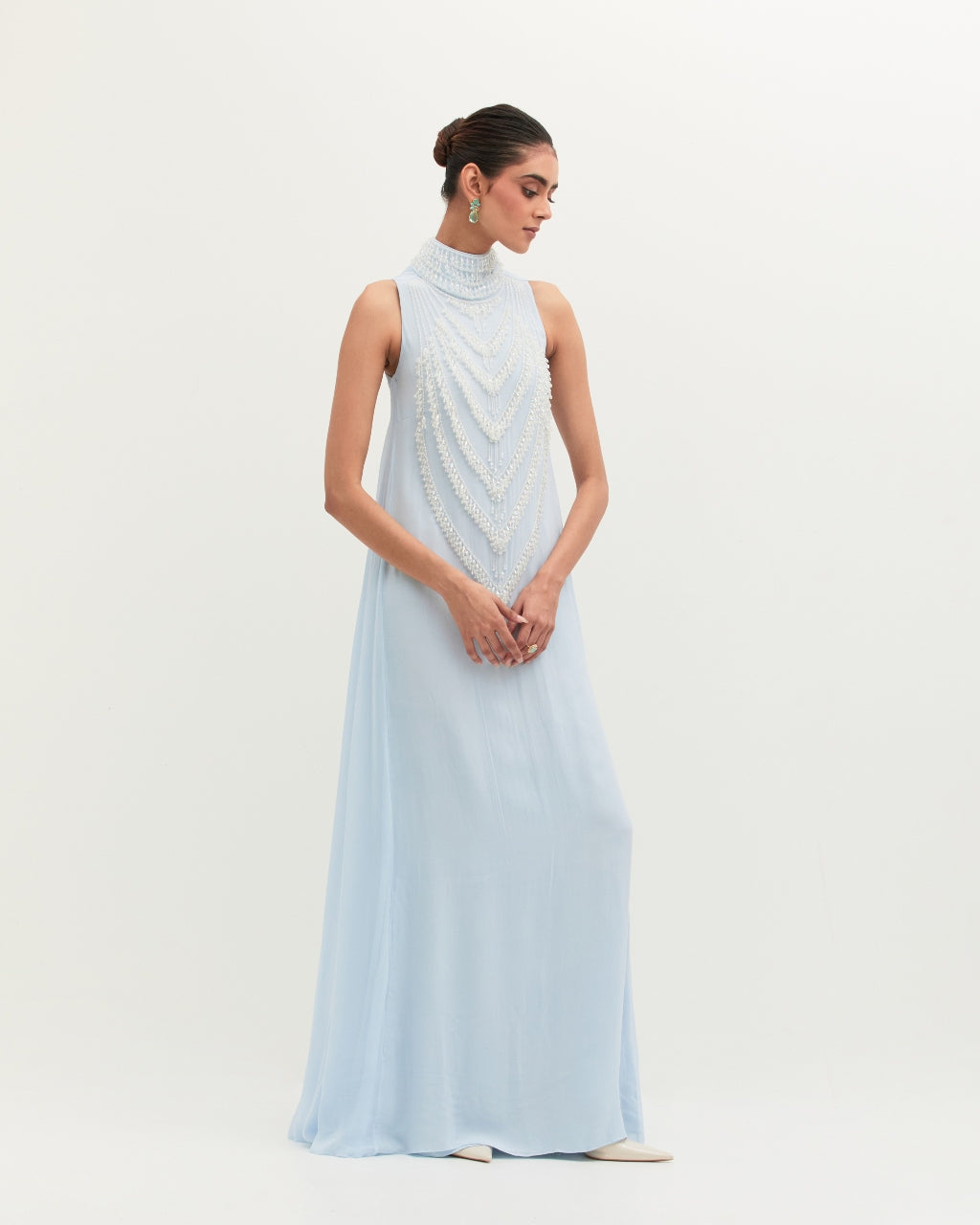 Ice Blue Mala Maxi Gown