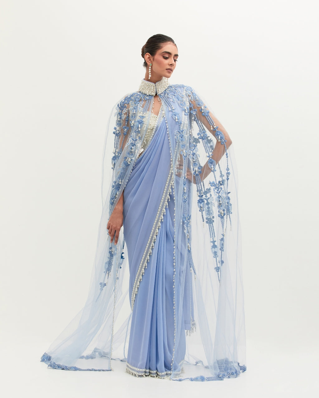 Cornflower Blue Masoom Sari Set