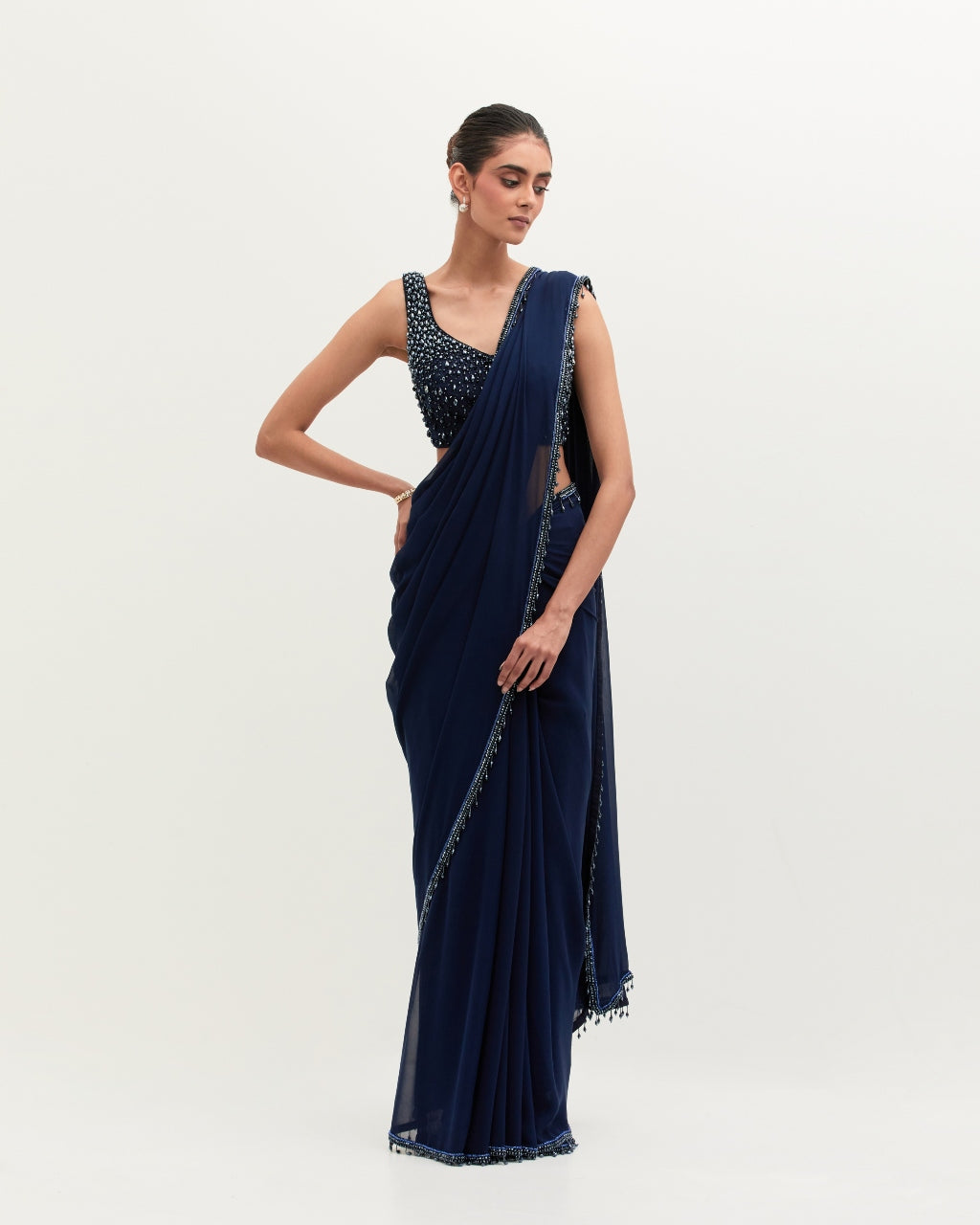 Navy Blue Masoom Sari Set