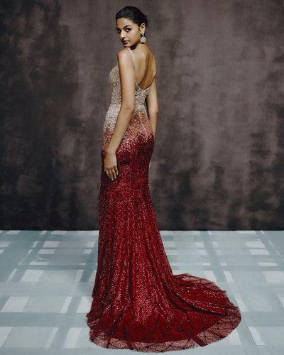 Vermilion Glint Gown