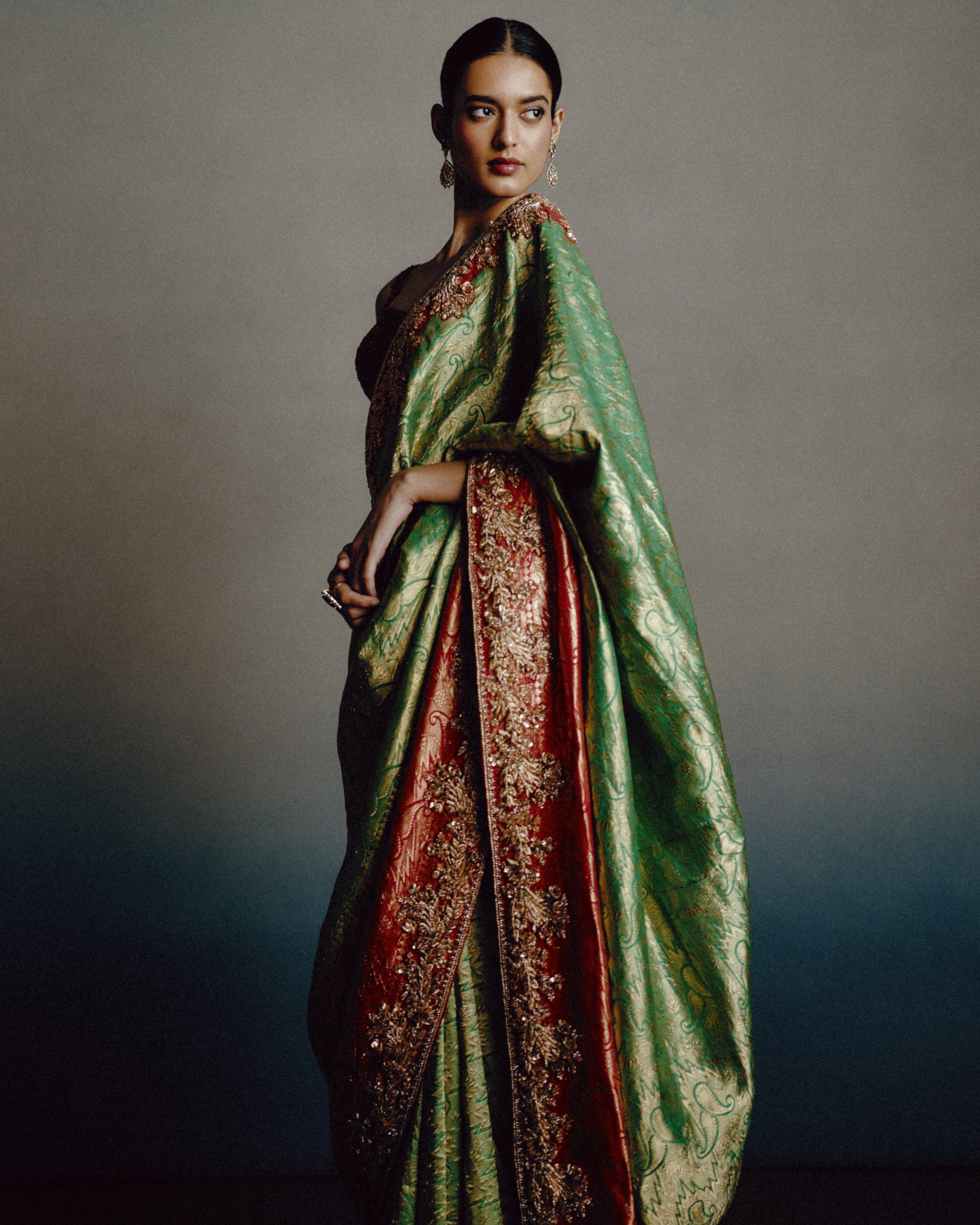 Verdant Rouge Banarasi Sari