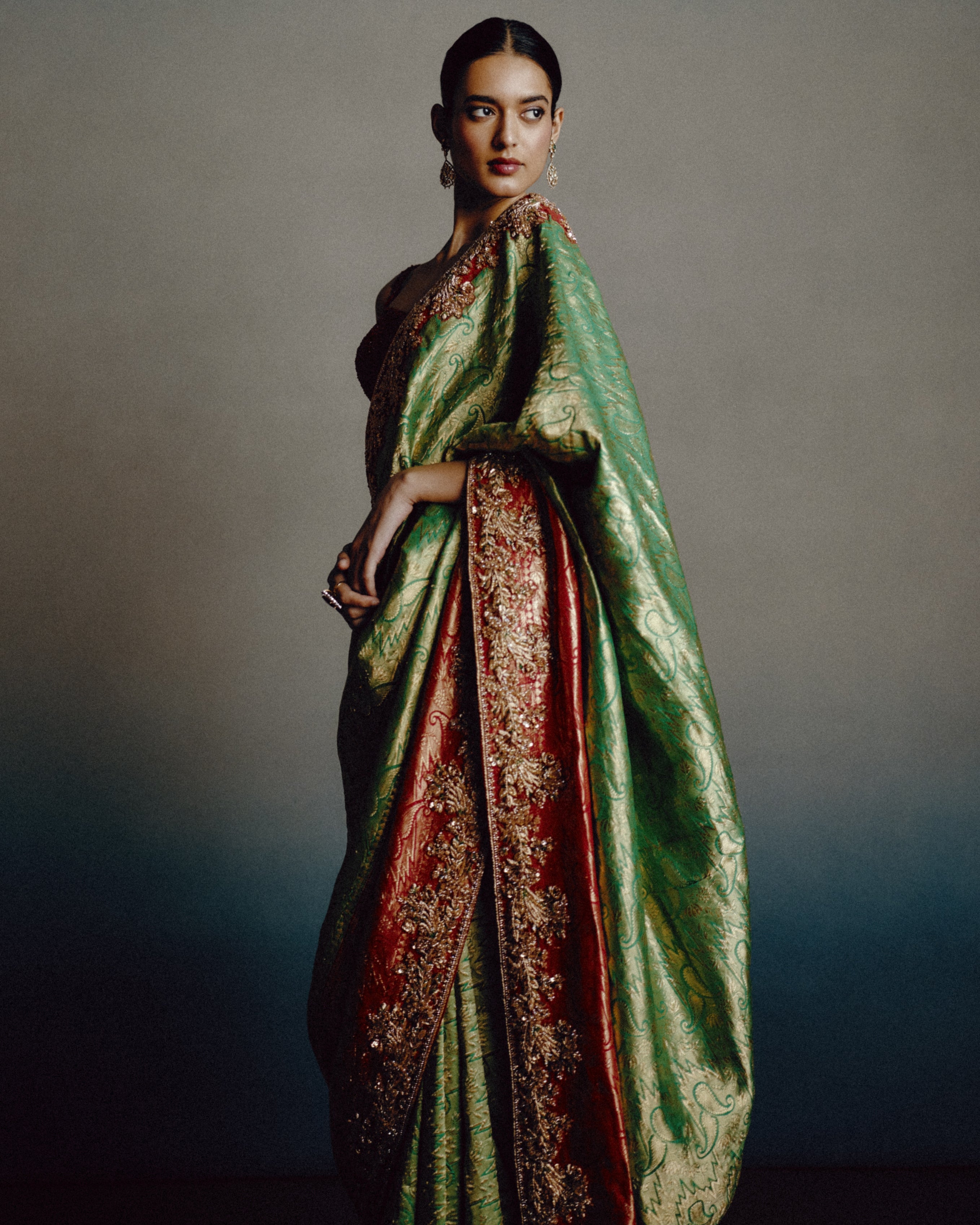 Verdant Rouge Banarasi Sari