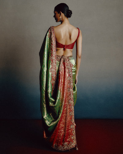 Verdant Rouge Banarasi Sari