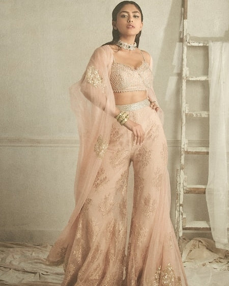 Pink Cape And Pant Set