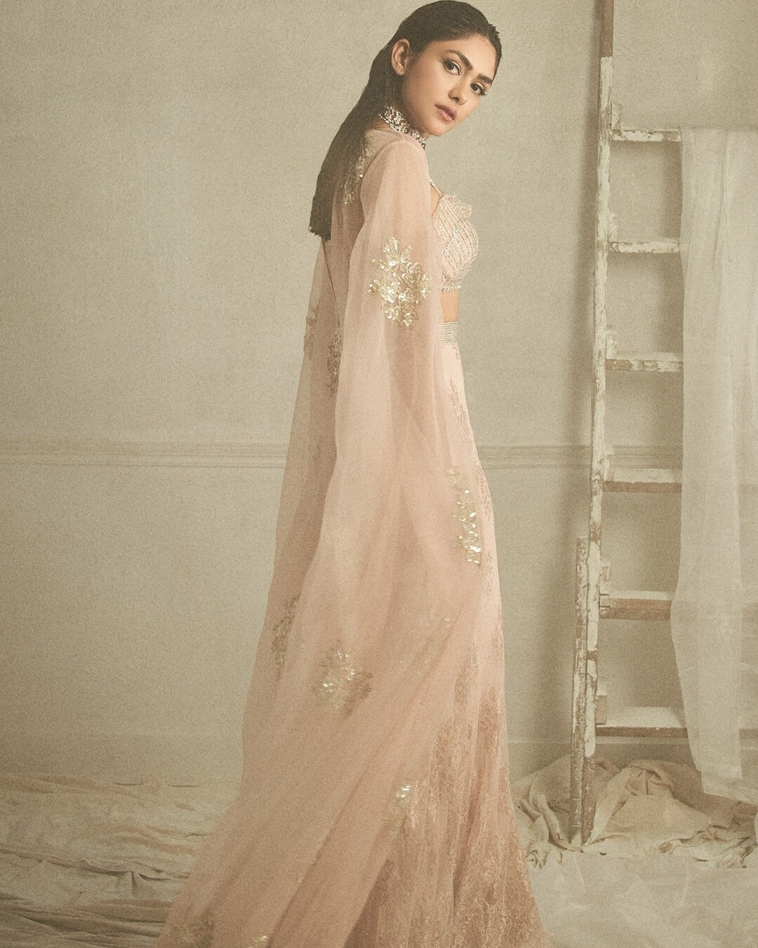 Pink Cape And Pant Set