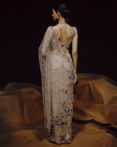 Aura Blush Crystal Sari