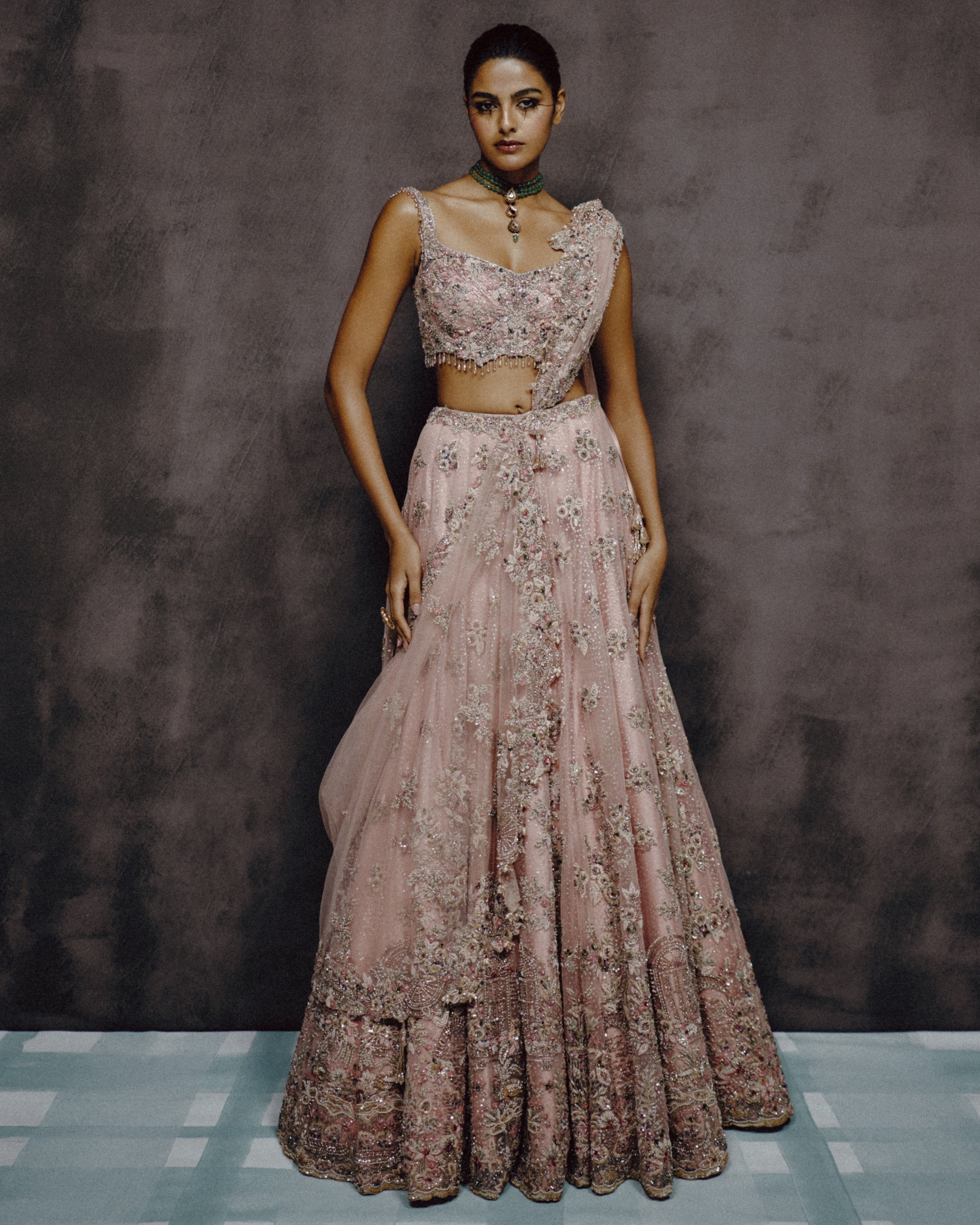 Petalia Dusty Rose Embellished Lehenga