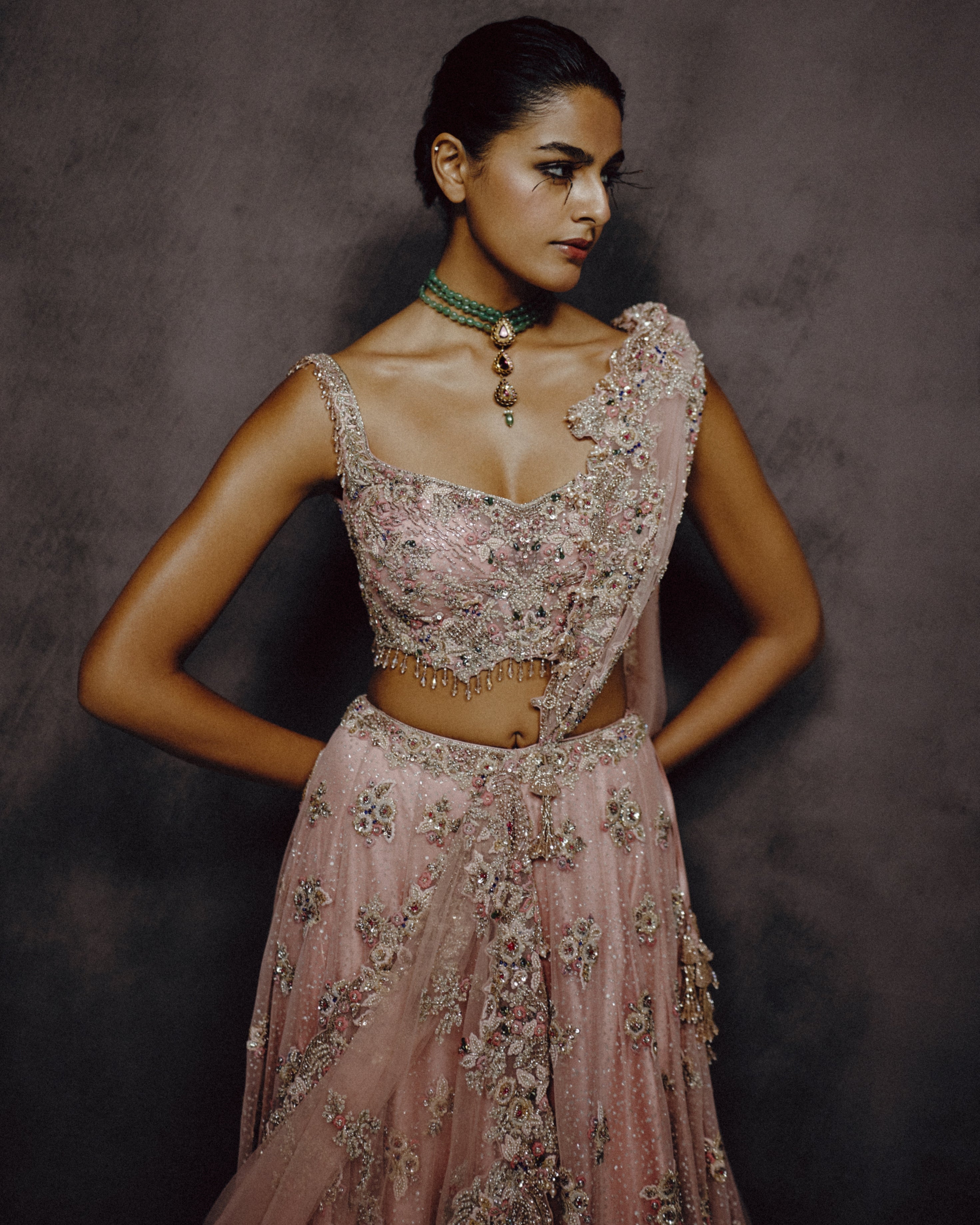 Petalia Dusty Rose Embellished Lehenga