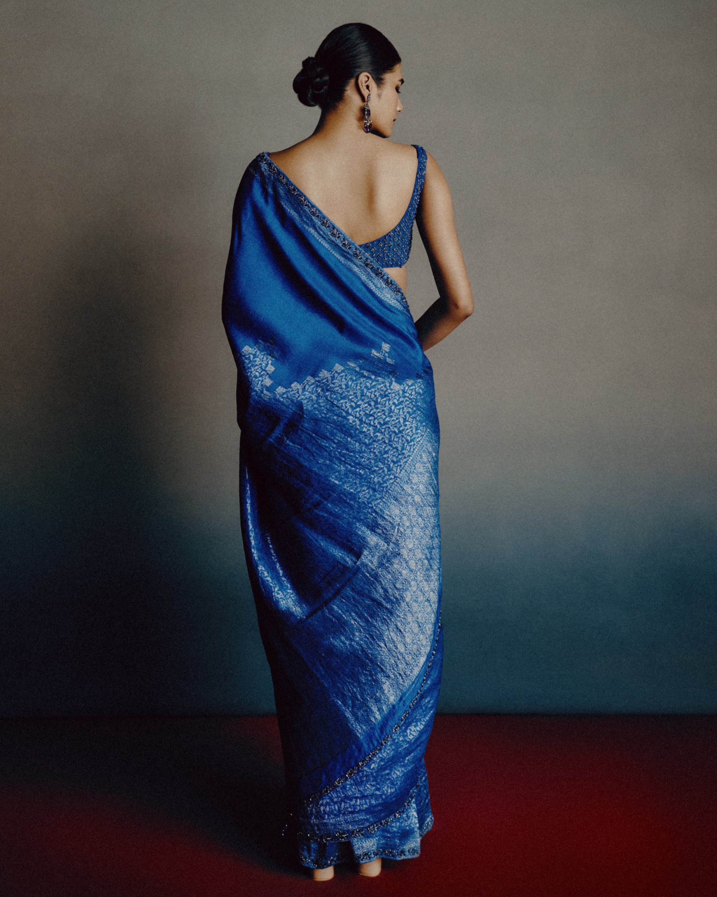 Azure-Teal Heritage Sari