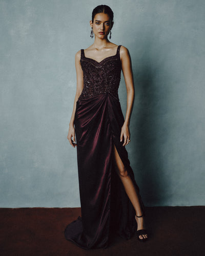 Aubergine Ember Drape Gown