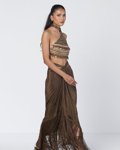Olive Bebo Drape Skirt Set