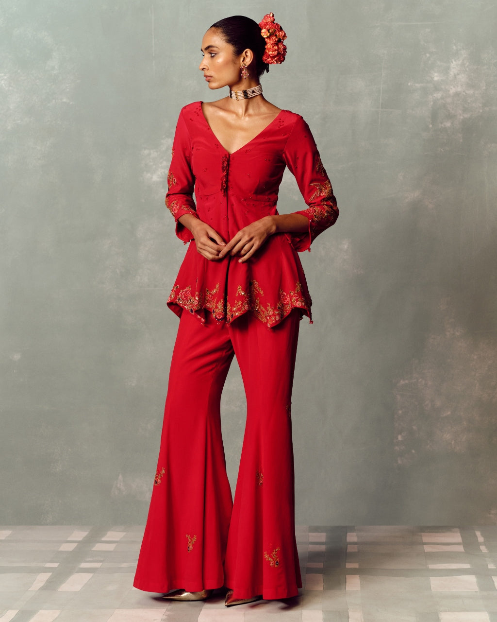 Crimson Dynasty Kurta And Pant Set