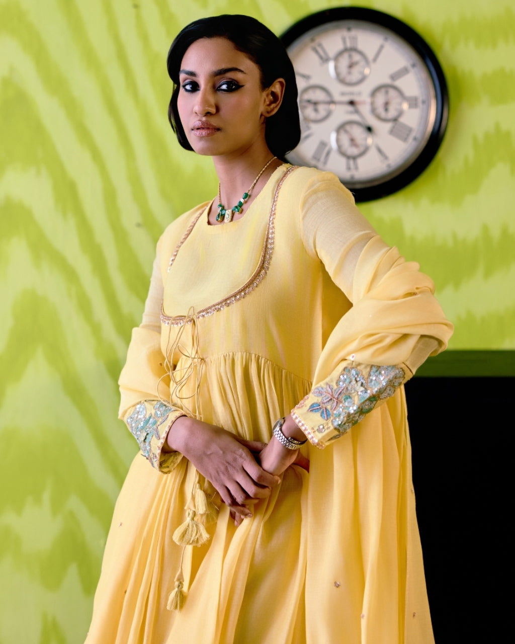 Buttercup Yellow Gather Anarkali Set