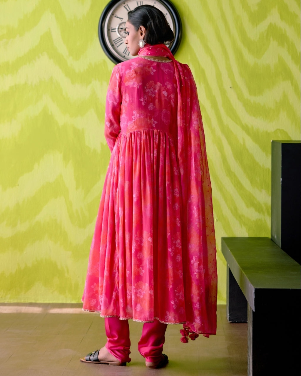 Fuchsia Pink Gather Anarkali Set