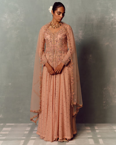 Sunset Petal Kurta And Skirt Suit Set