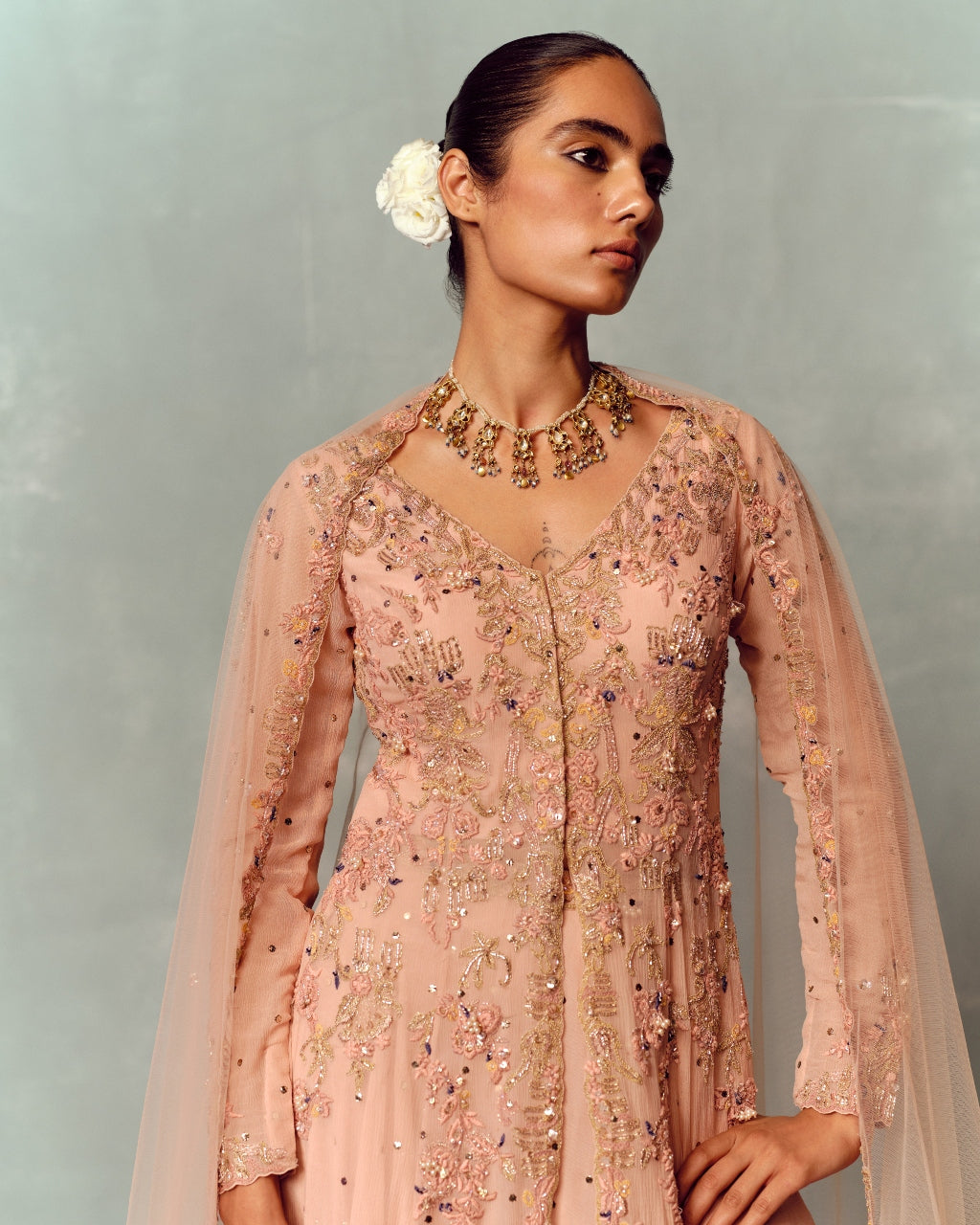 Sunset Petal Kurta And Skirt Suit Set