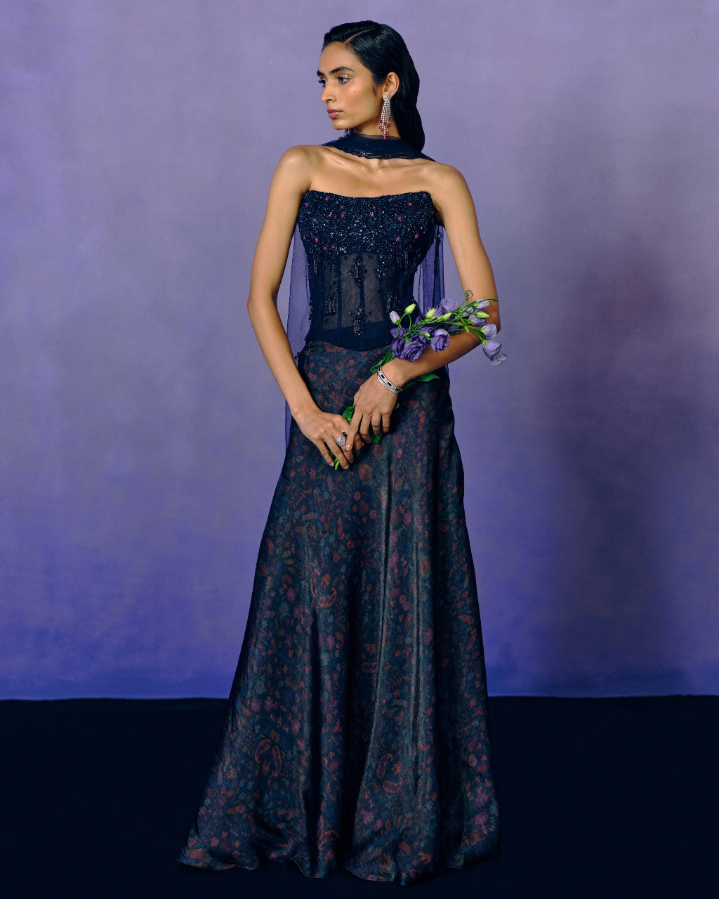 Violet Nocturne Corset & Skirt Set
