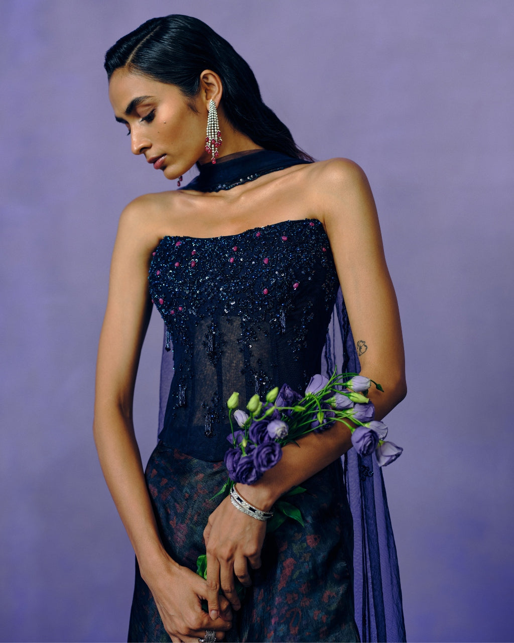 Violet Nocturne Corset & Skirt Set