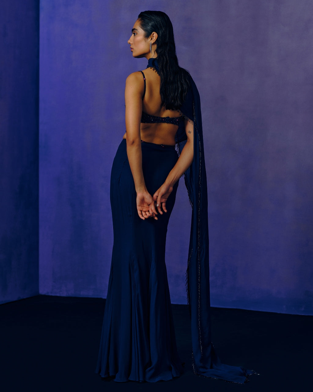 Celestial Cobalt Drape Sari