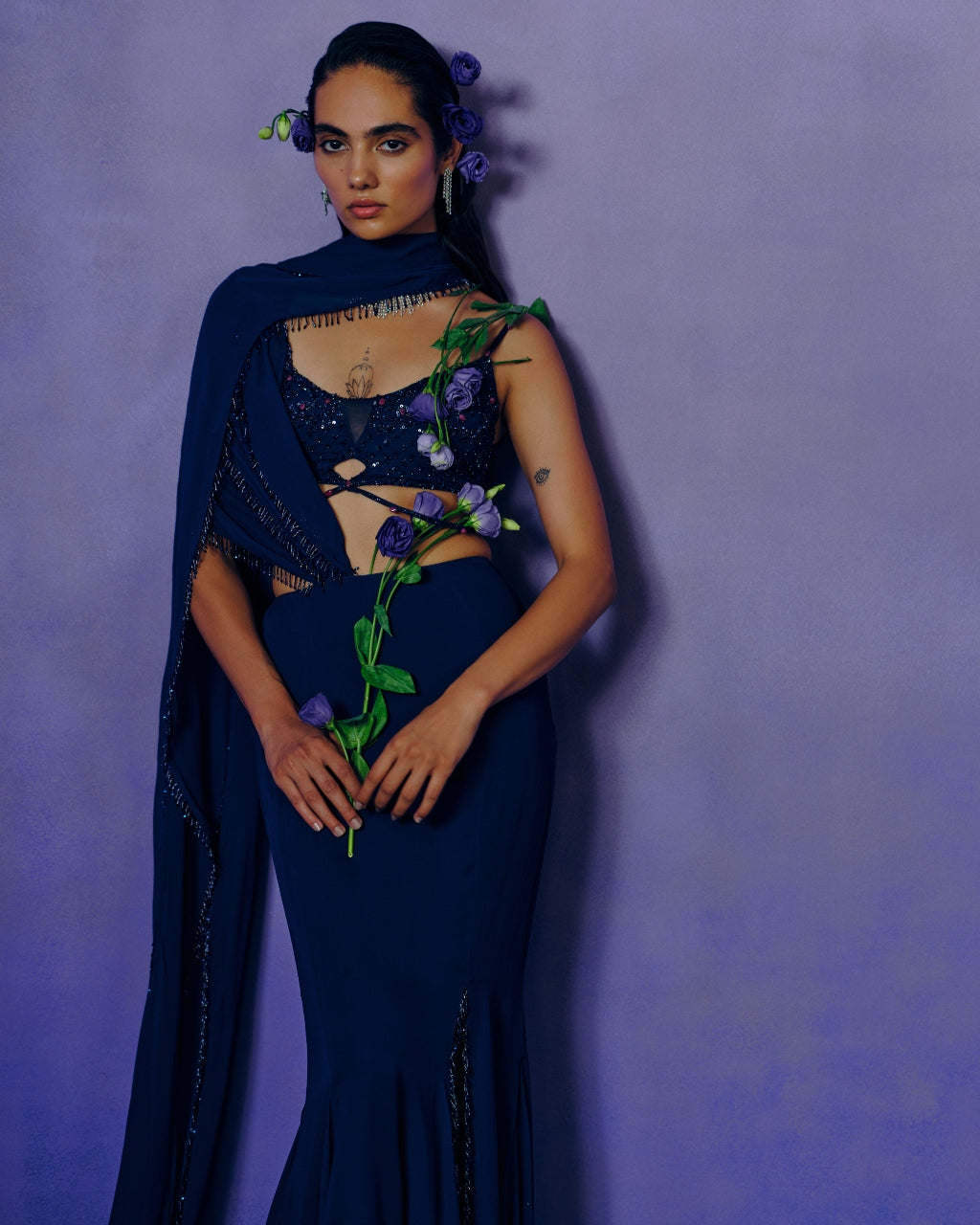 Celestial Cobalt Drape Sari