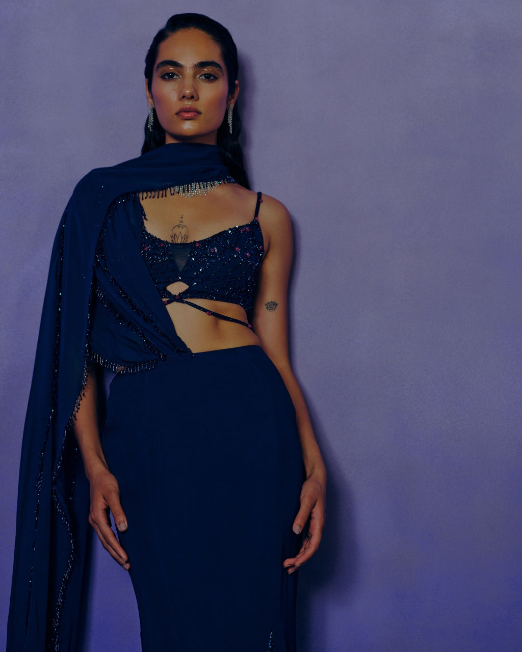 Celestial Cobalt Drape Sari