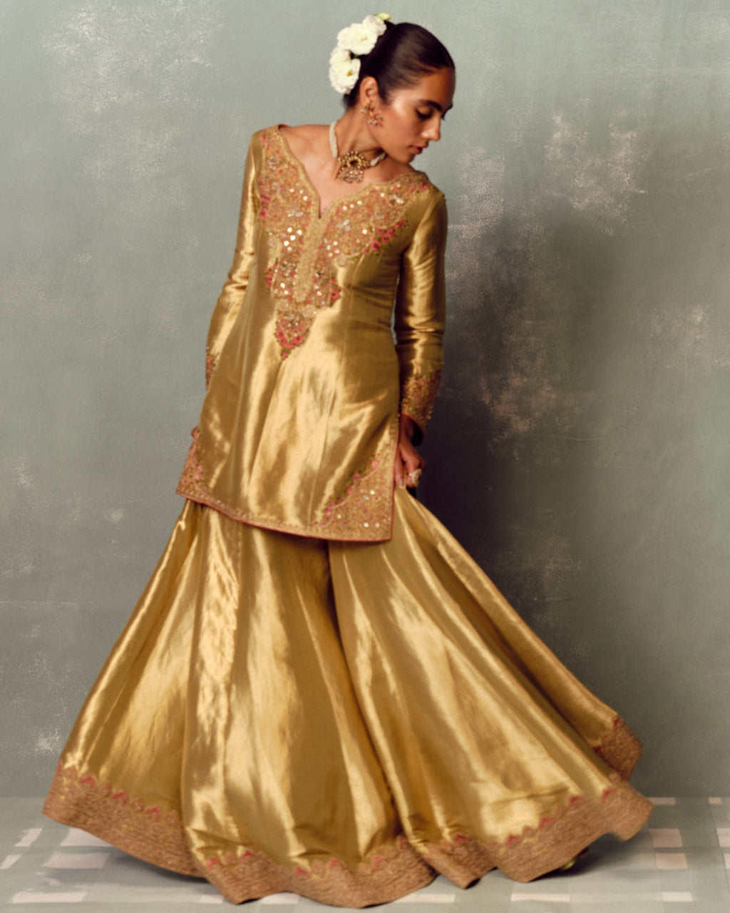 Metallic Fern Sharara Set