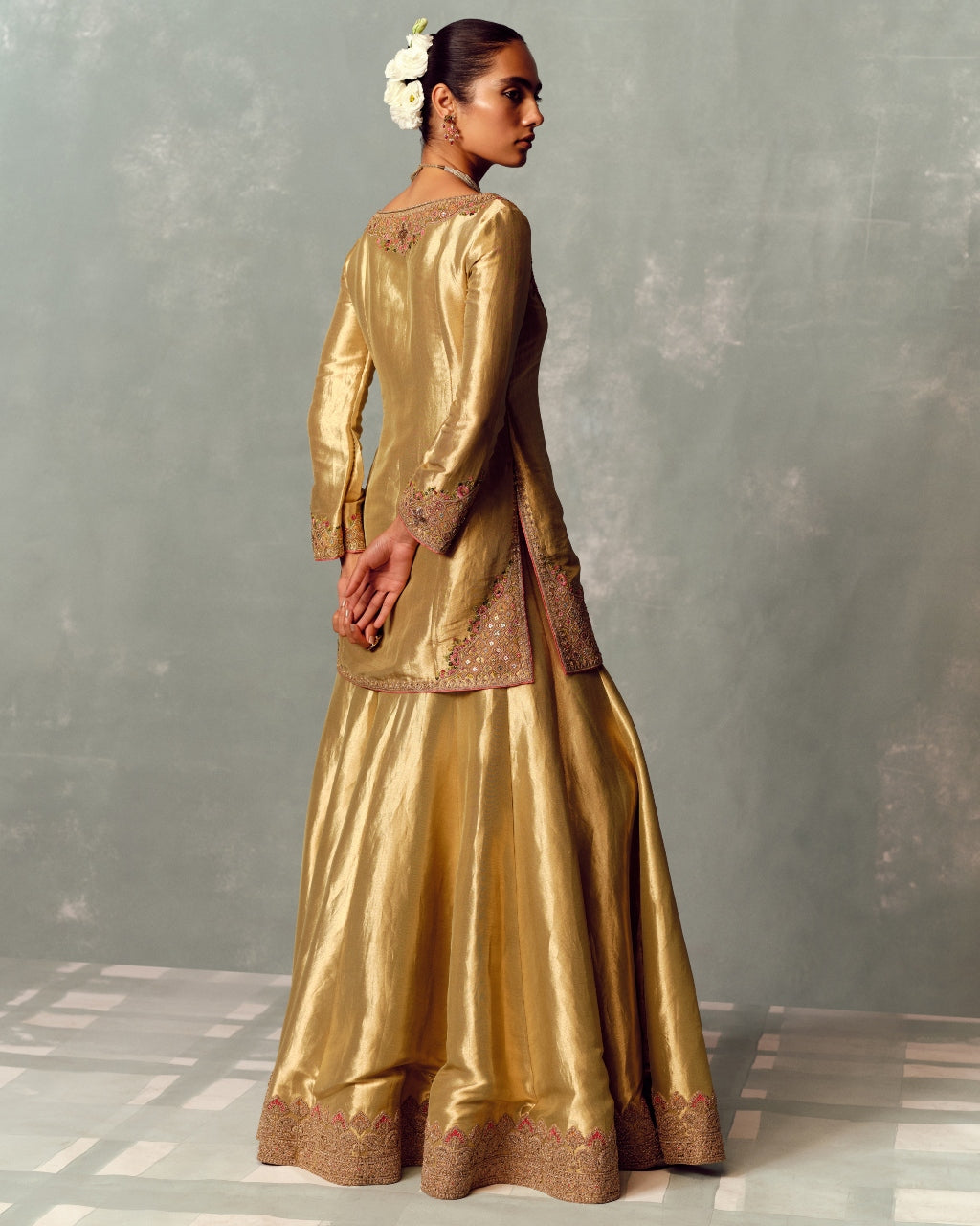 Metallic Fern Sharara Set