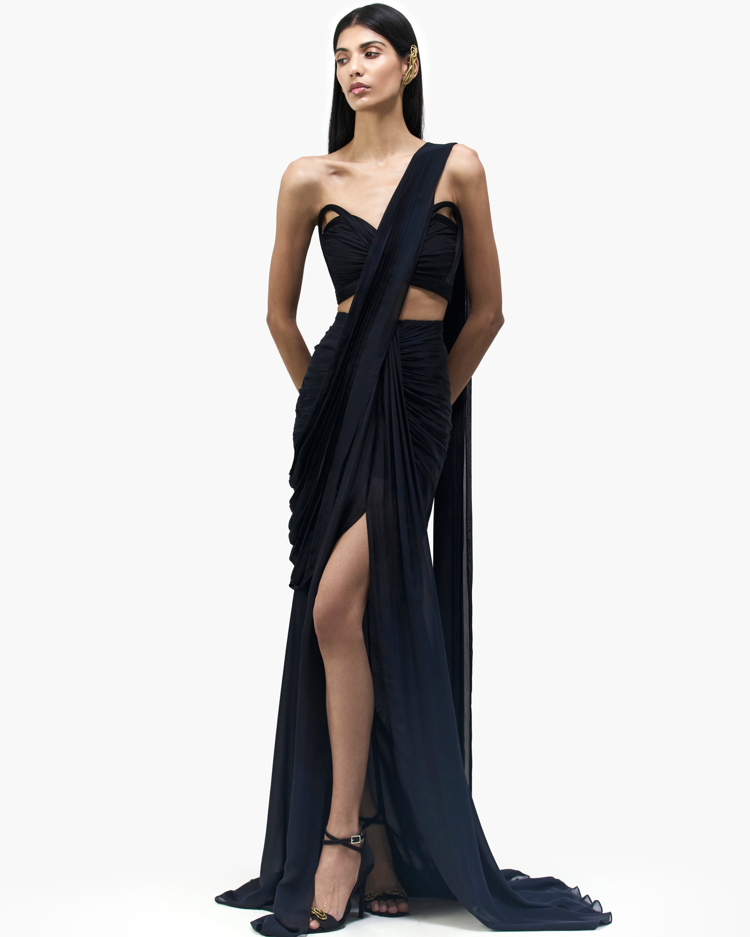 The Noir Sculpted Sari