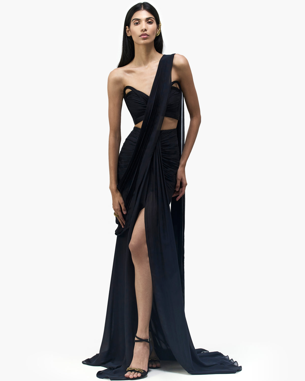 The Noir Sculpted Sari