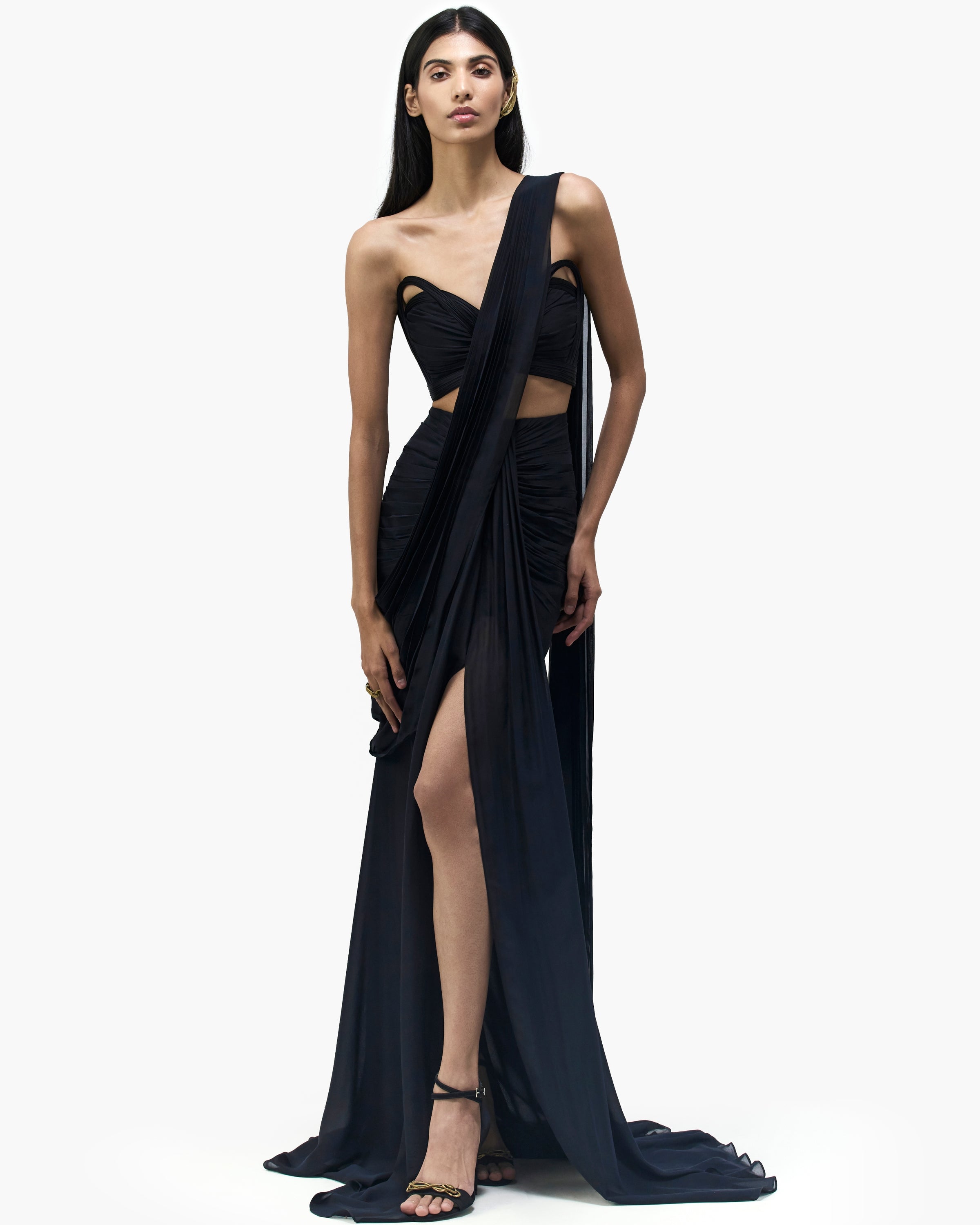 The Noir Sculpted Sari