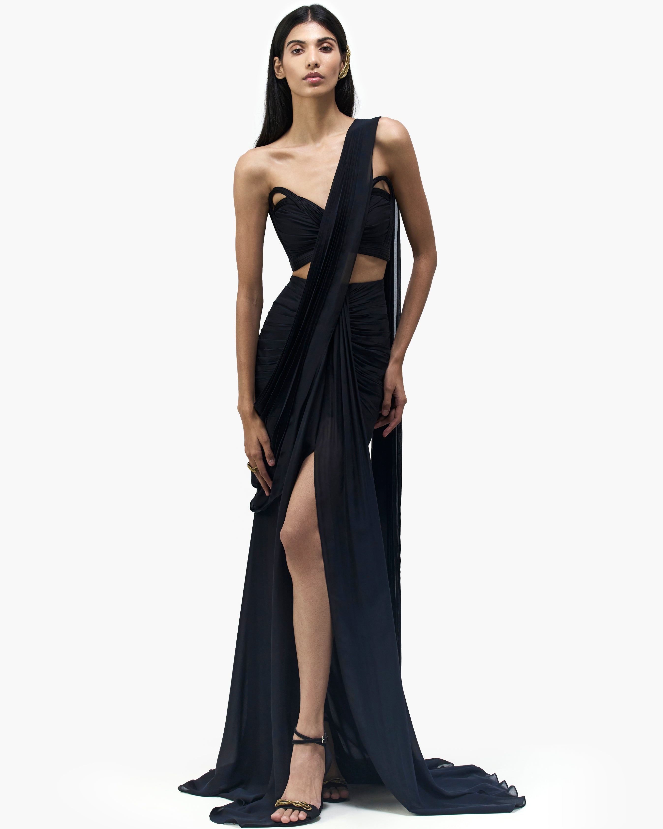 The Noir Sculpted Sari