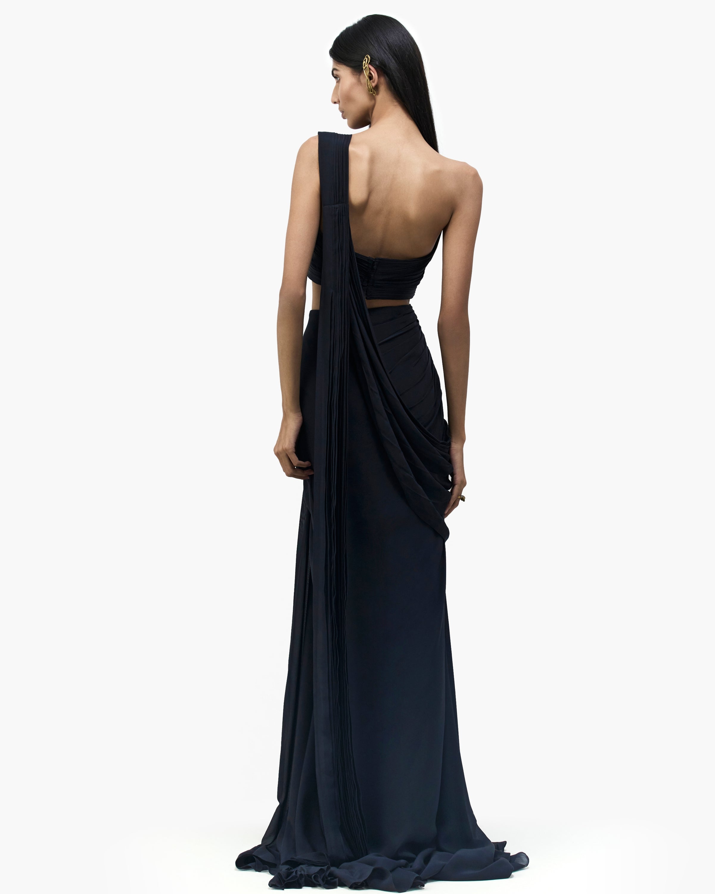 The Noir Sculpted Sari