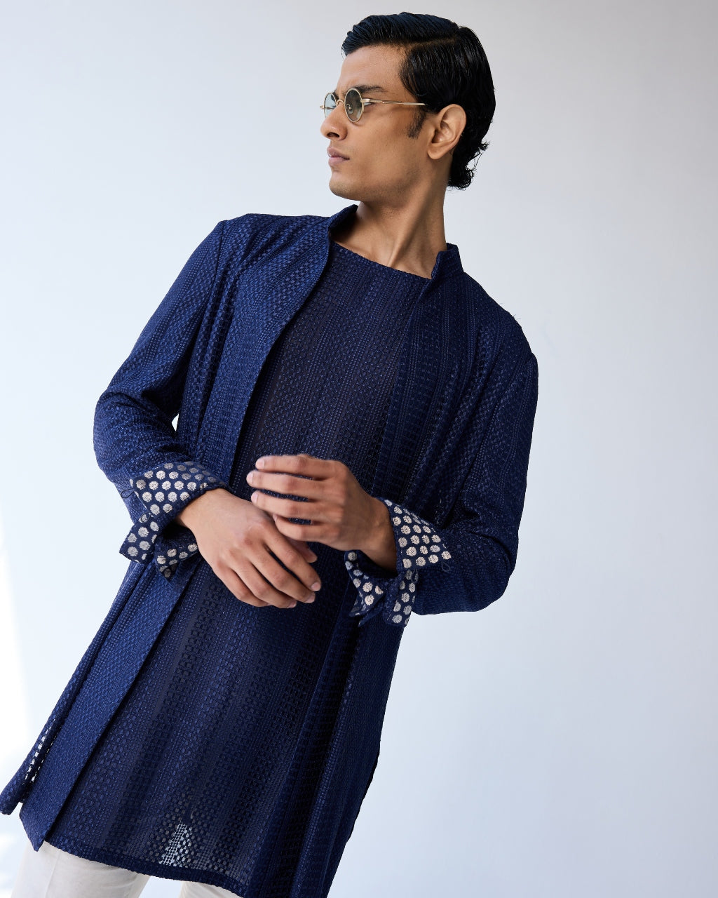 Chessboard Open Short Achkan Set