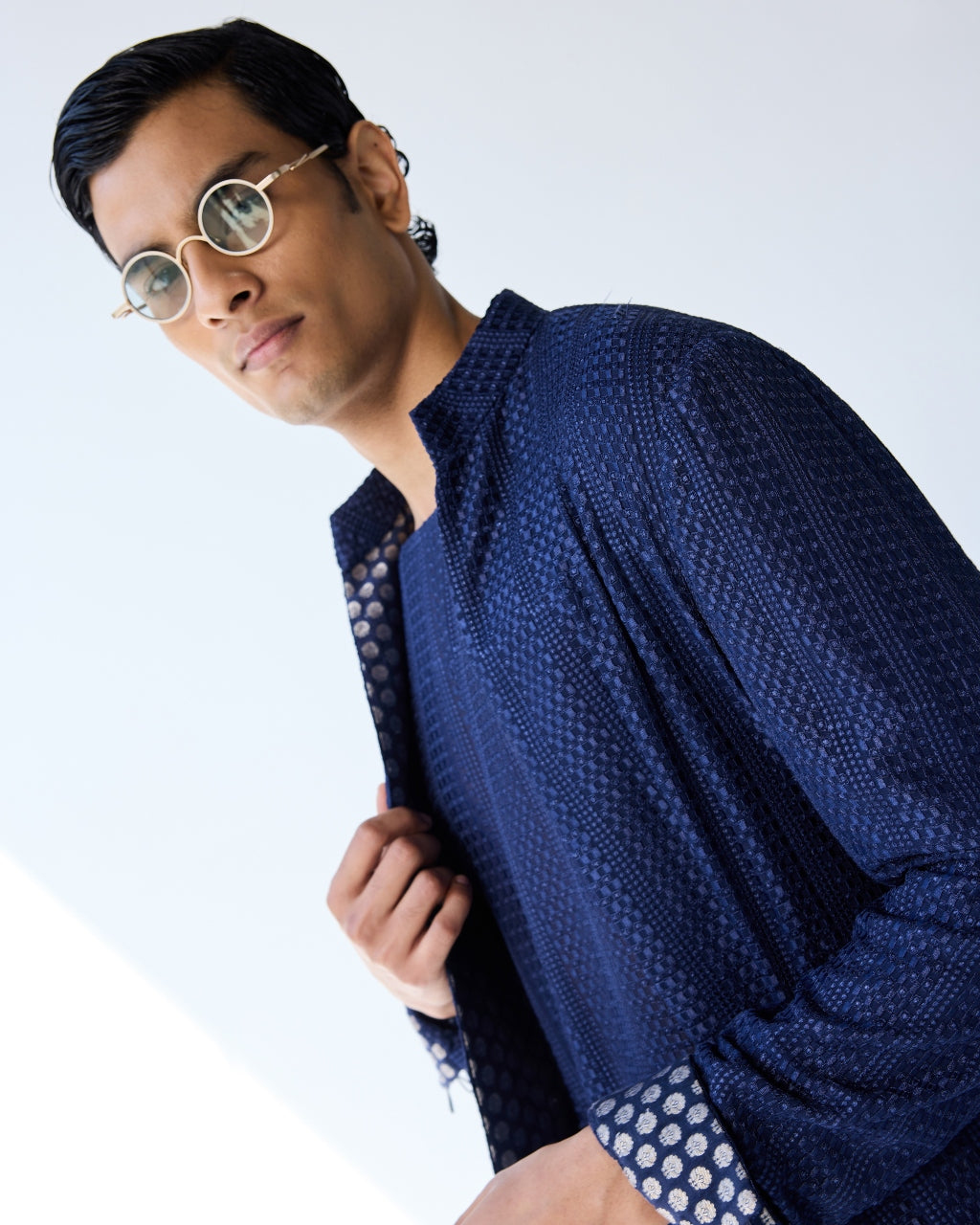 Chessboard Open Short Achkan Set