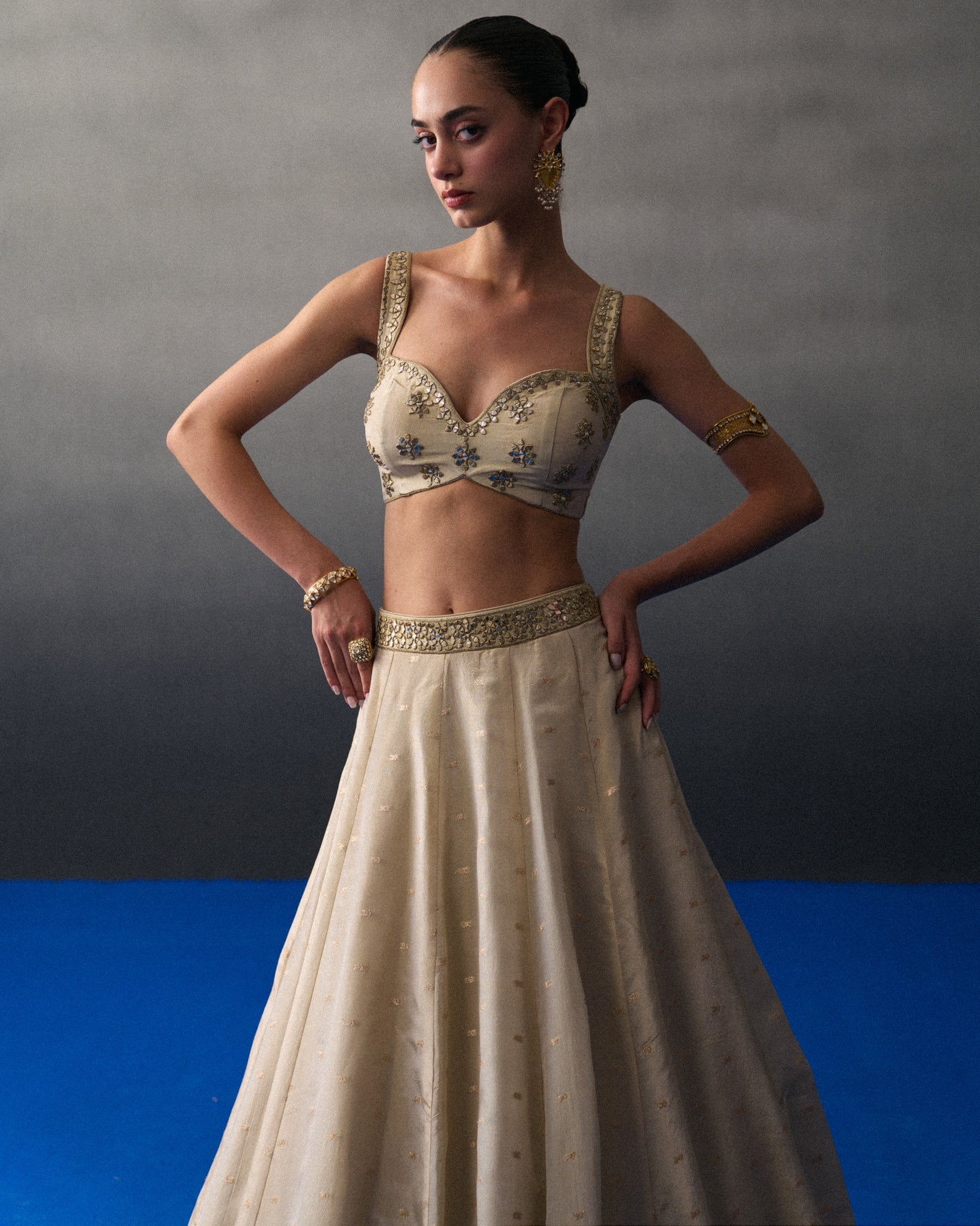 Gold Benarasi Festive Lehenga Set