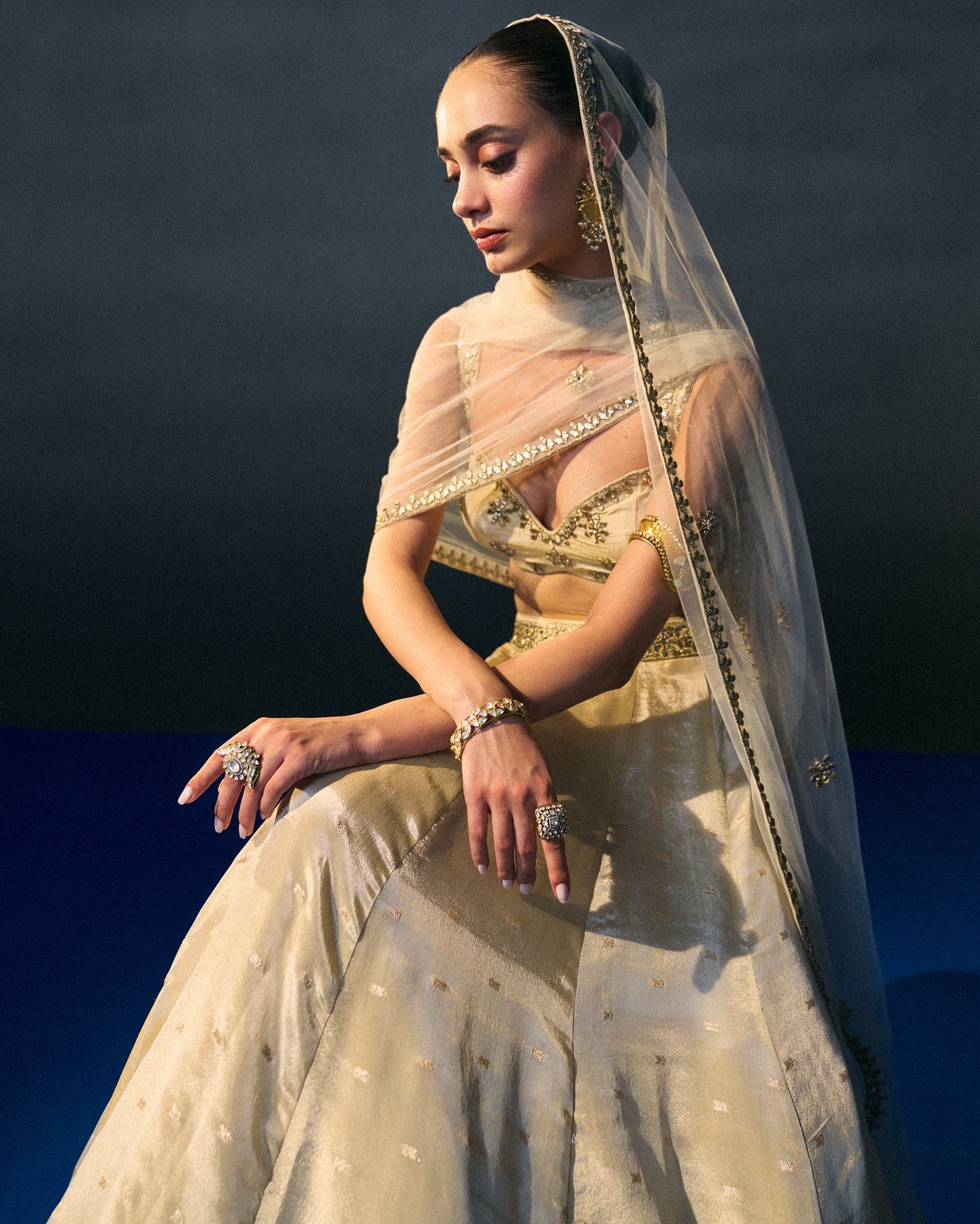 Gold Benarasi Festive Lehenga Set