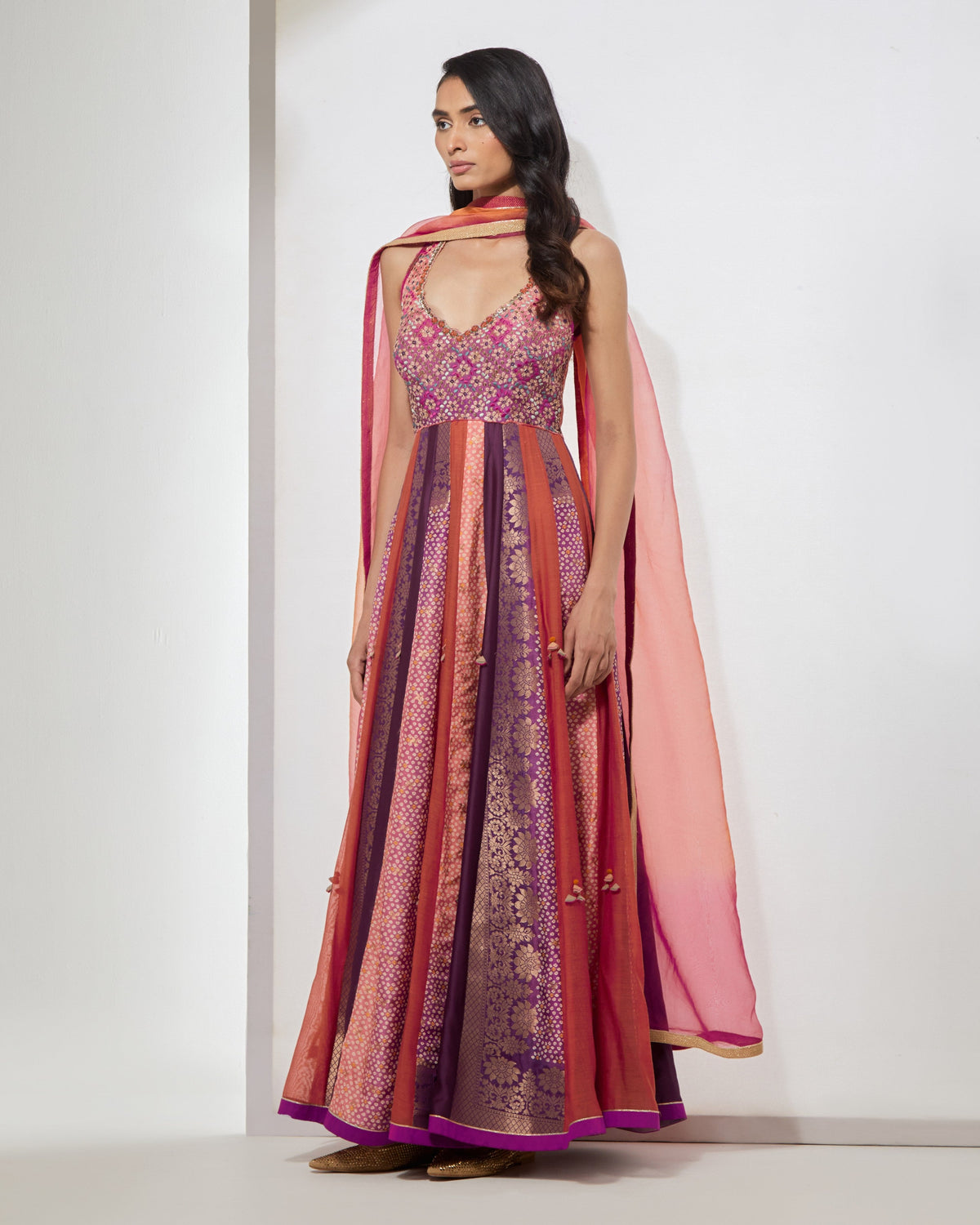 Fuchsia Purple Anarkali With Dupatta