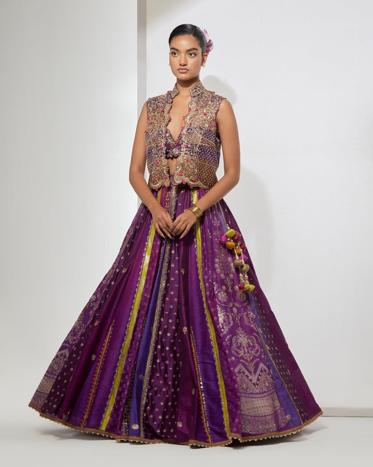 Purple Embroidered Lehenga Set