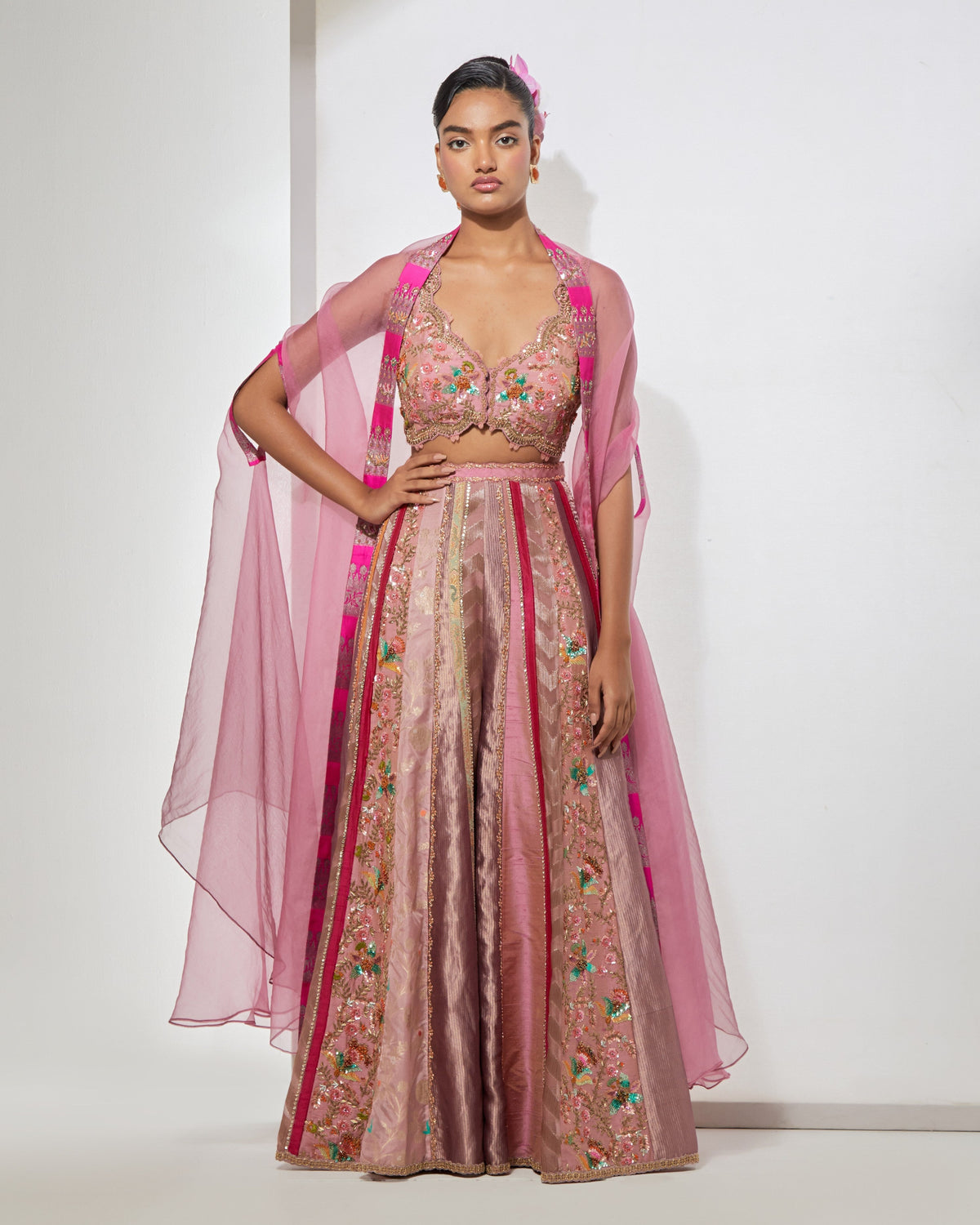 Mauve Blush Pink Embroidered Sharara Set