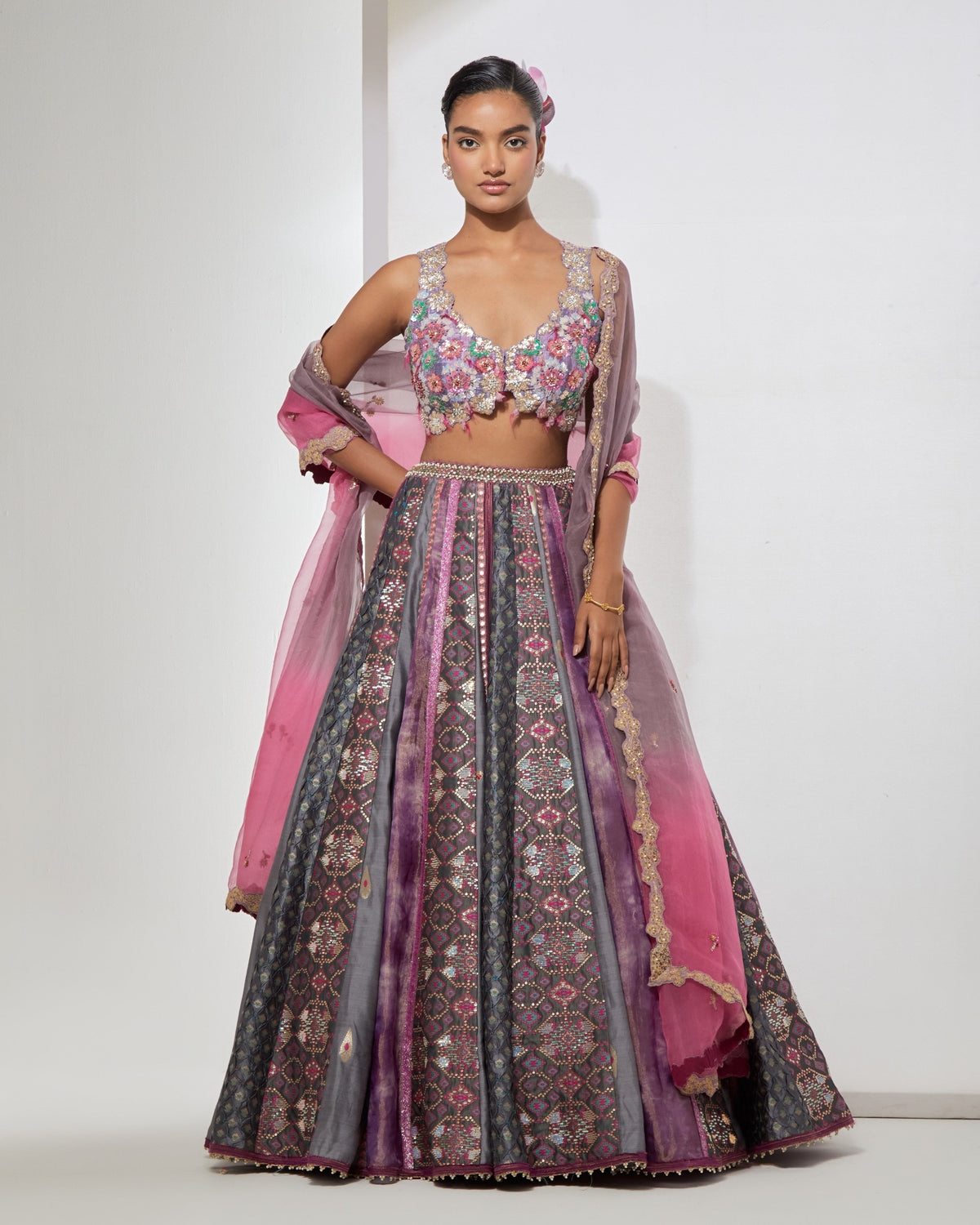 Lilac Patchwork Lehenga Set