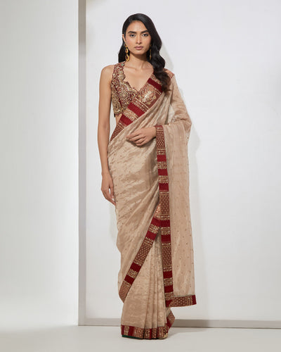 Champagne Tissue Sari With Blouse