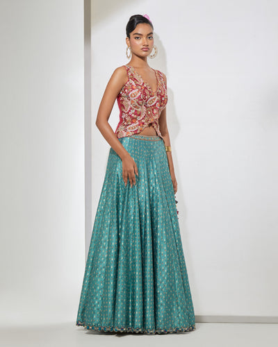 Rani Pink & Teal Lehenga