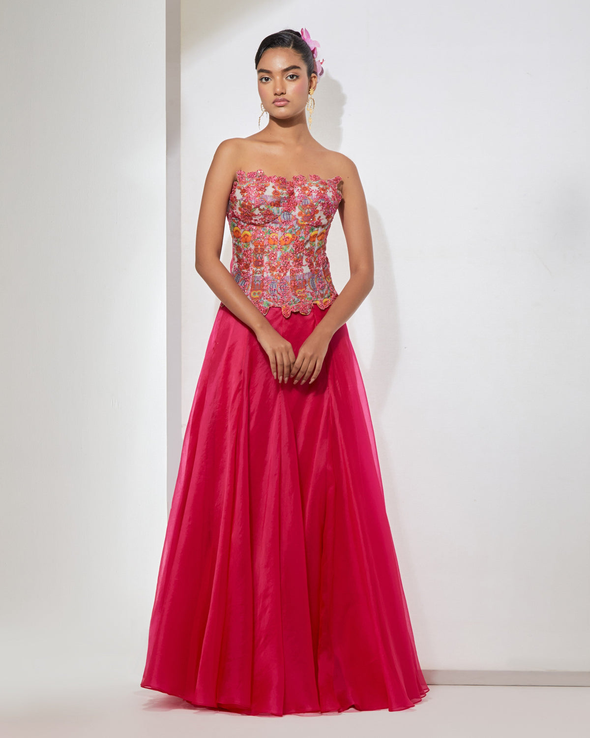 Pink Embroidered Corset & Skirt