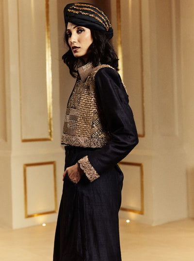 Black Jacket And Skirt Set